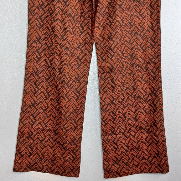 NWOT Garnet Hill Boho 100% Linen Sz 10 Chevron Print Cinnamon Woodblock Trousers - Picture 9 of 15